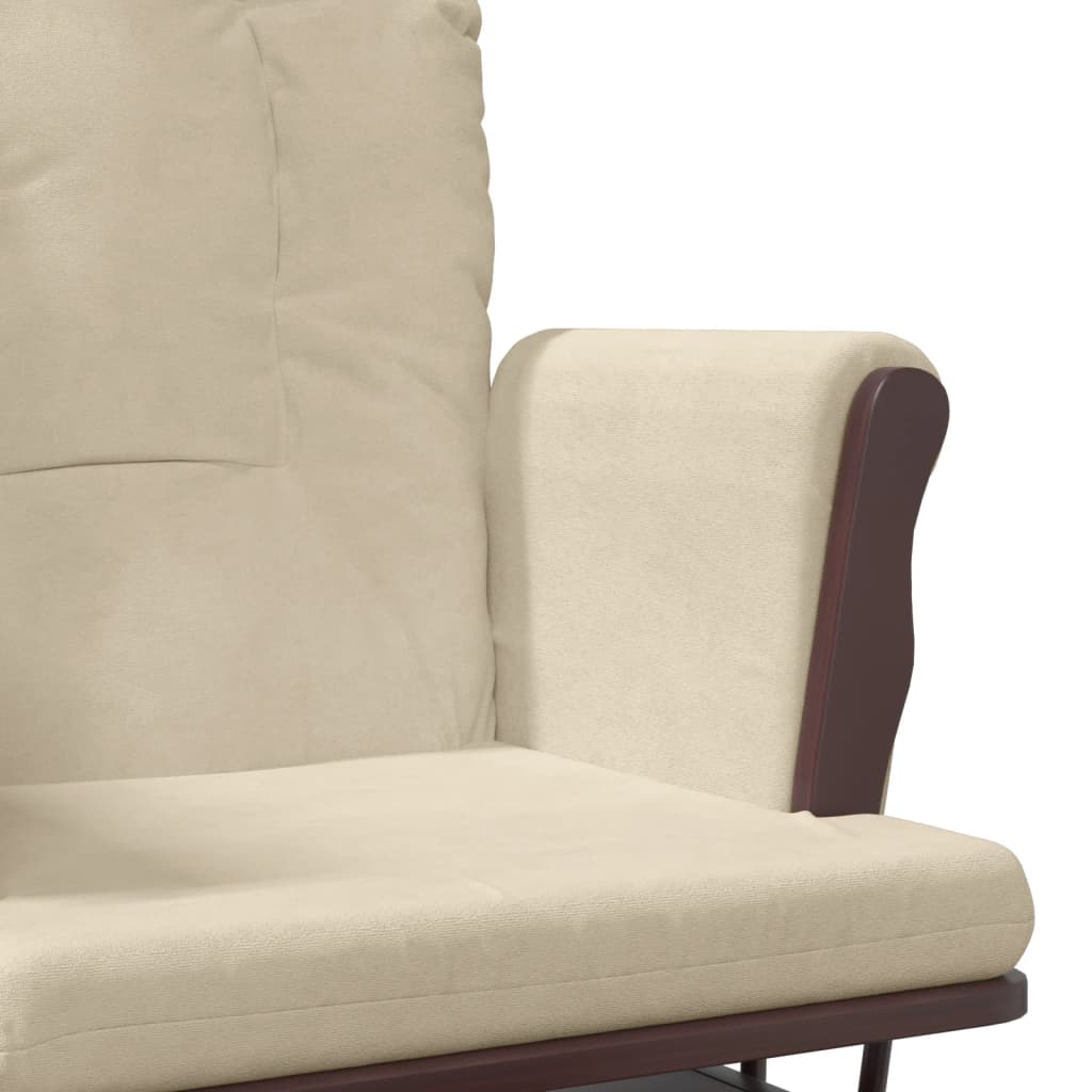 vidaXL Sillón de lactancia con taburete tela blanco crema