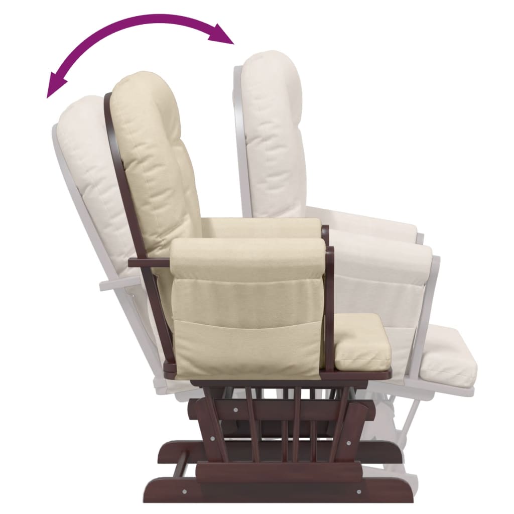 vidaXL Sillón de lactancia con taburete tela blanco crema