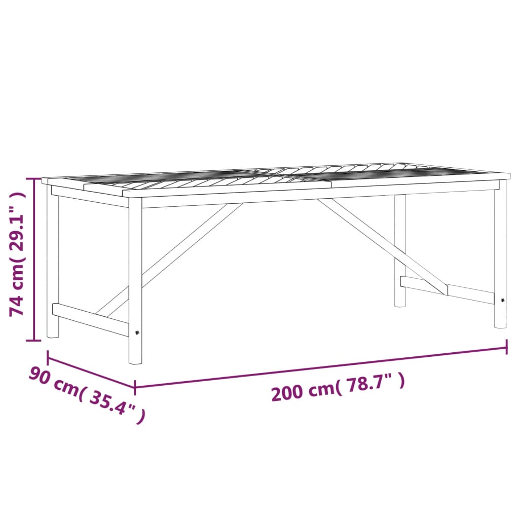 vidaXL Mesa de comedor madera maciza de acacia 200x90x74 cm