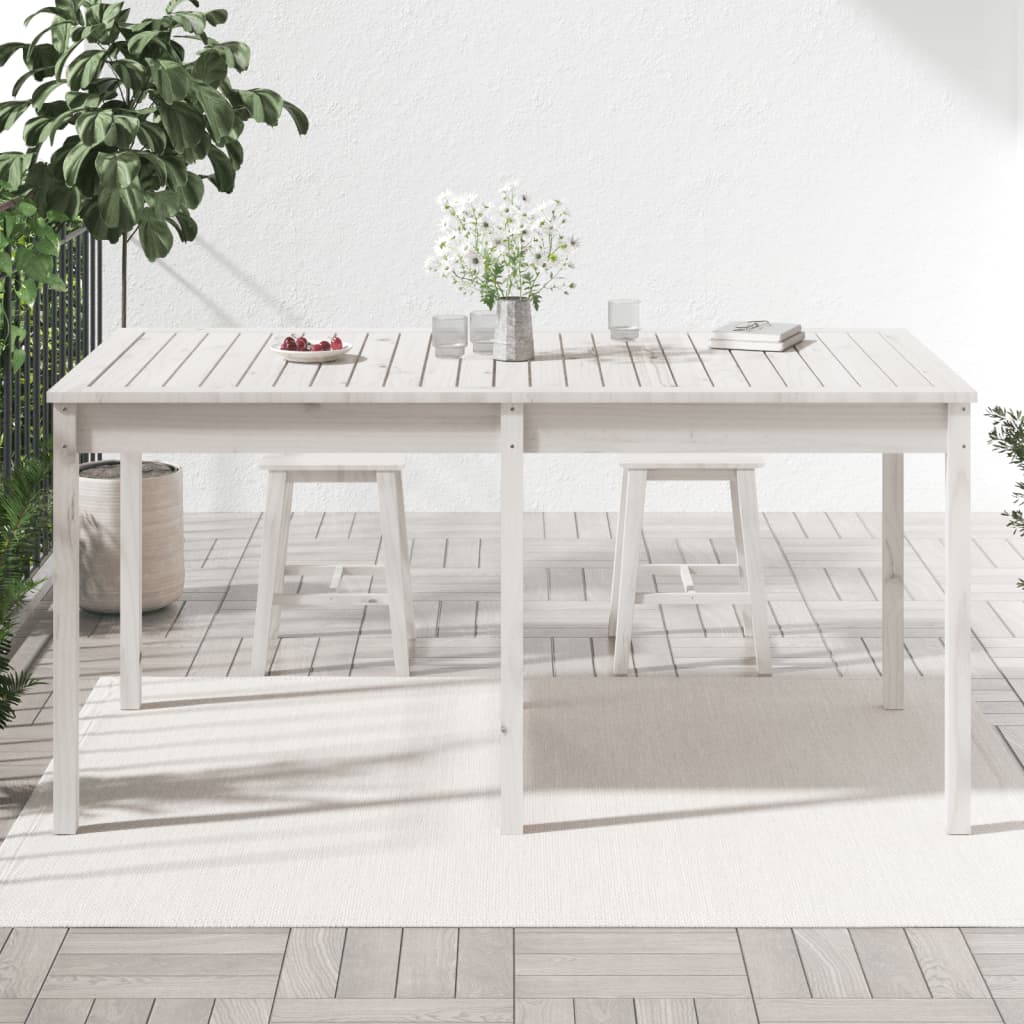 vidaXL Mesa de jardín madera maciza pino blanco 159,5x82,5x76 cm