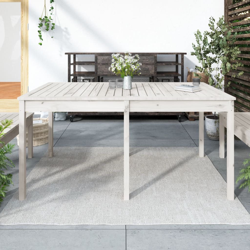 vidaXL Mesa de jardín madera maciza pino blanco 159,5x82,5x76 cm