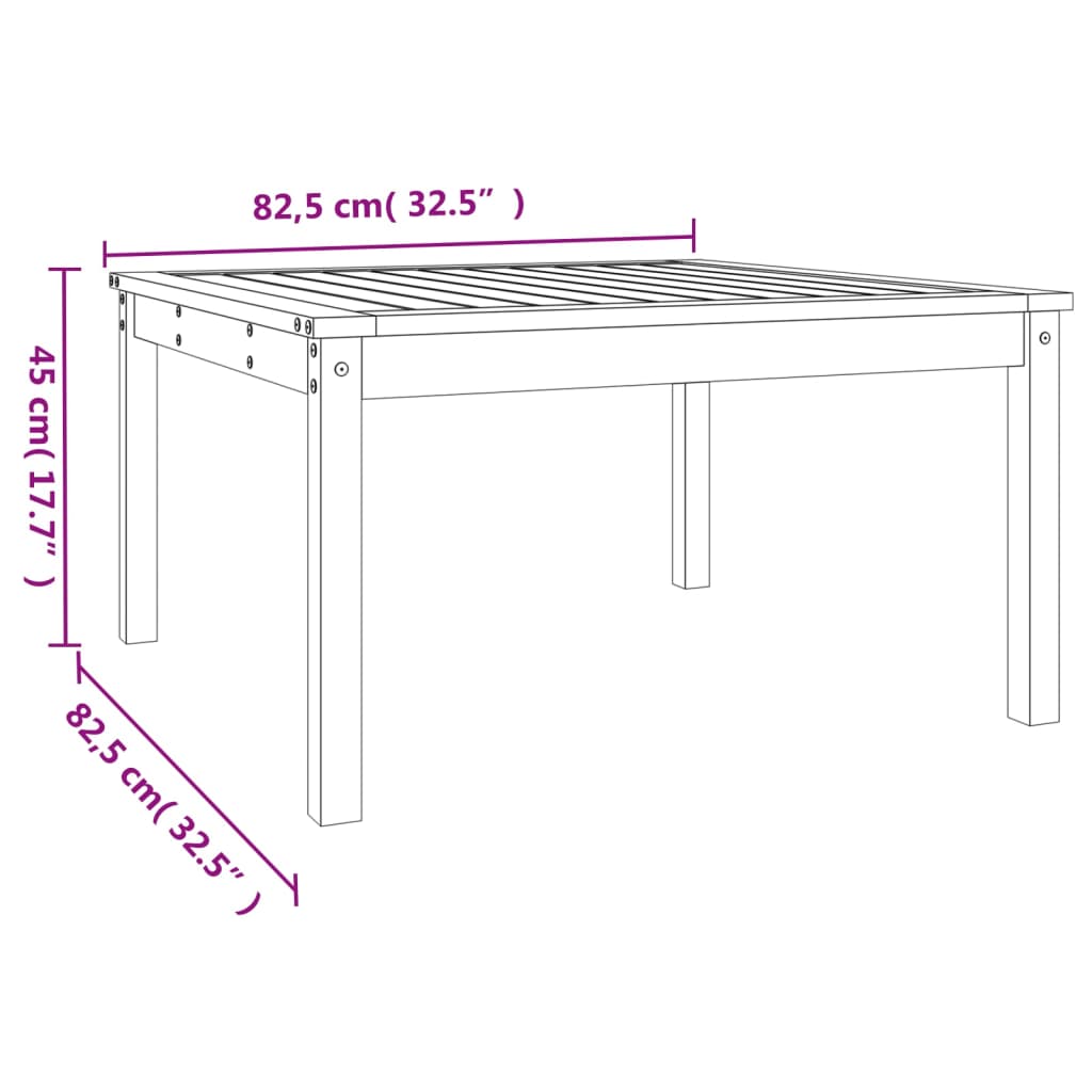 vidaXL Mesa de jardín madera maciza de Douglas 82,5x82,5x45 cm