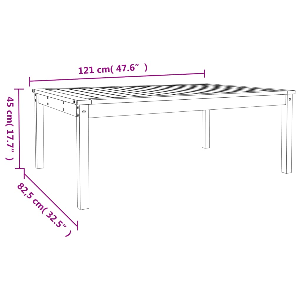 vidaXL Mesa de jardín madera maciza pino negro 121x82,5x45 cm