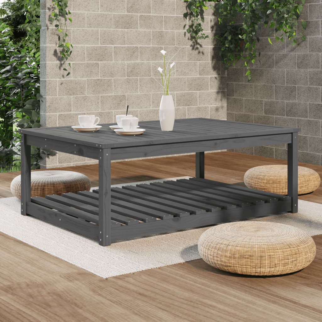 vidaXL Mesa de jardín madera maciza pino gris 121x82,5x45 cm