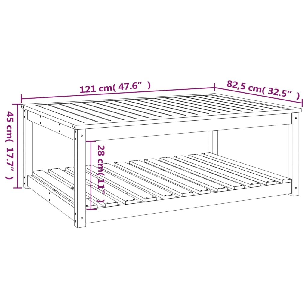 vidaXL Mesa de jardín madera maciza pino gris 121x82,5x45 cm