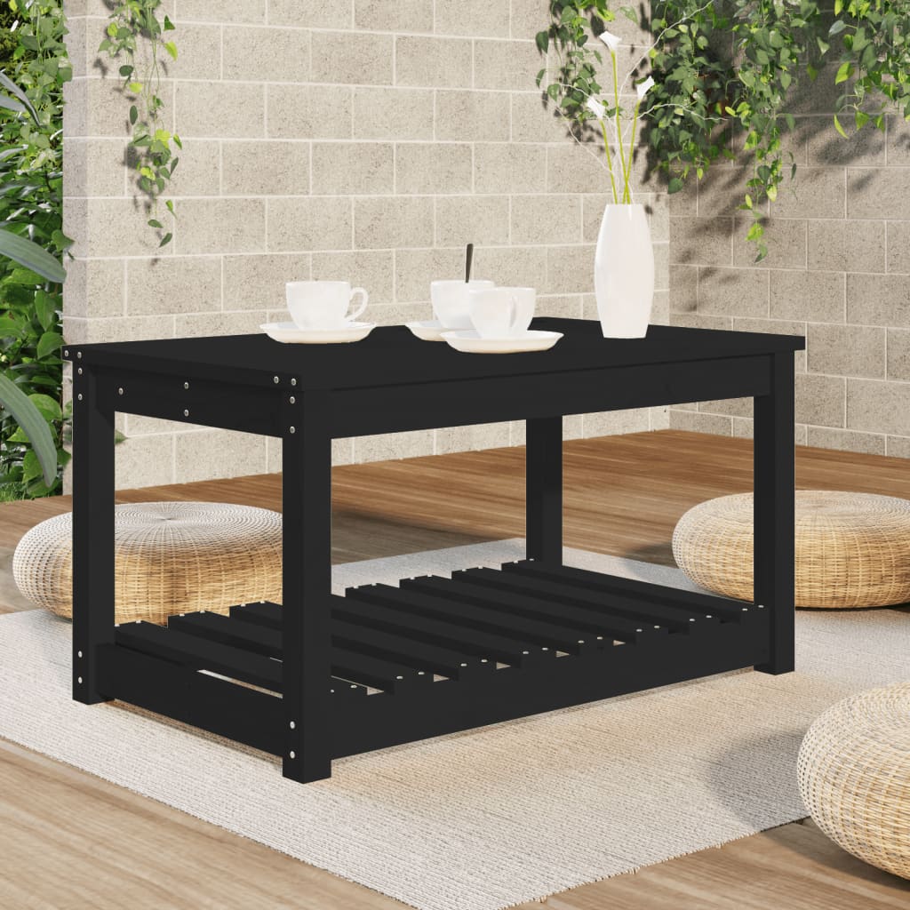 vidaXL Mesa de jardín madera maciza pino negro 82,5x50,5x45 cm