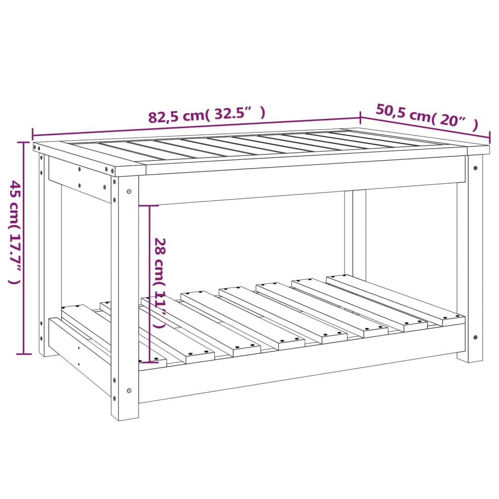 vidaXL Mesa de jardín madera maciza pino negro 82,5x50,5x45 cm