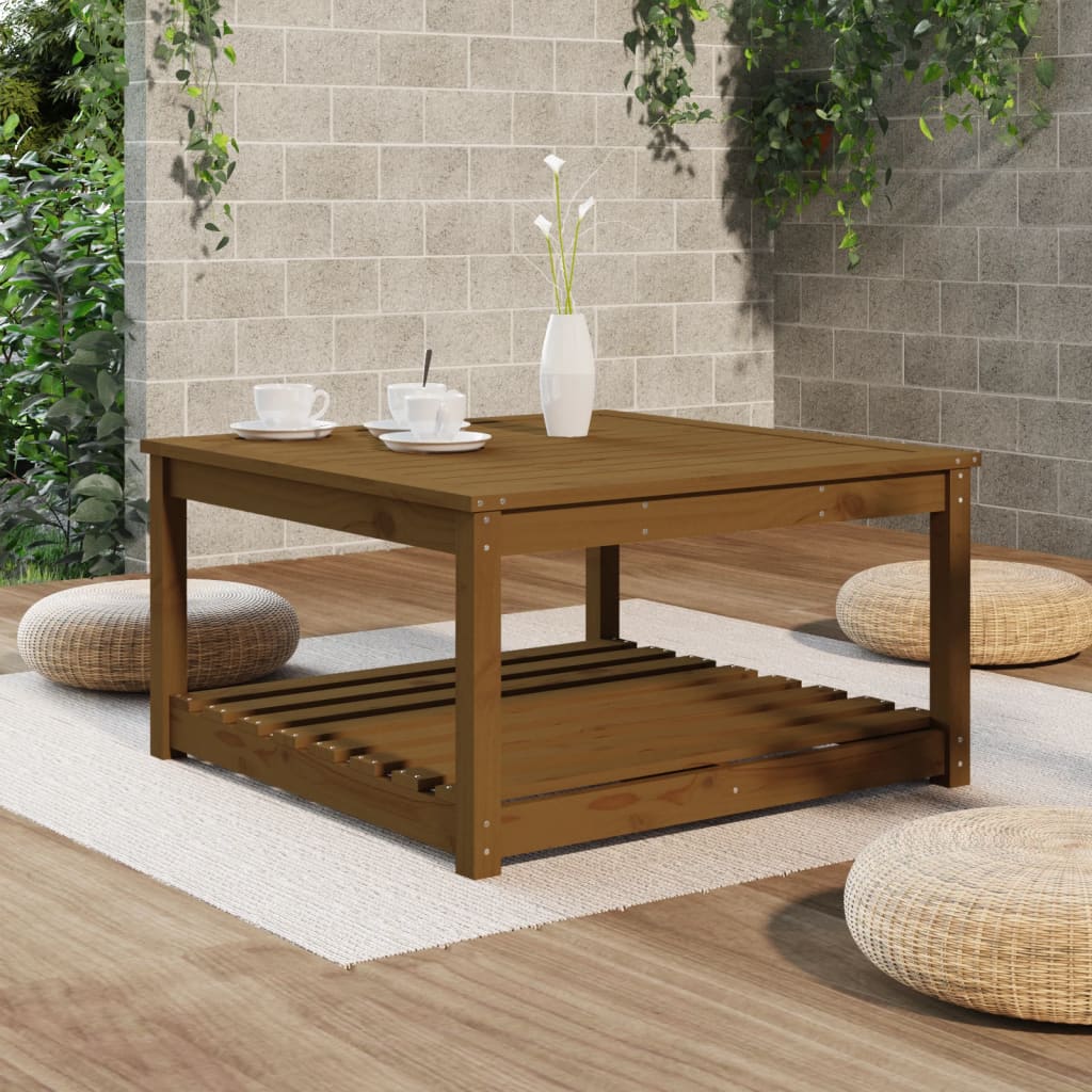 vidaXL Mesa de jardín madera maciza pino marrón miel 82,5x82,5x45 cm