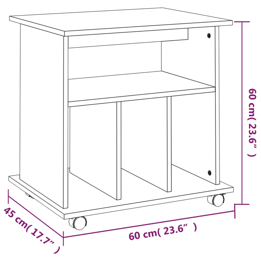 vidaXL Armario ruedas madera contrachapada roble ahumado 60x45x60 cm