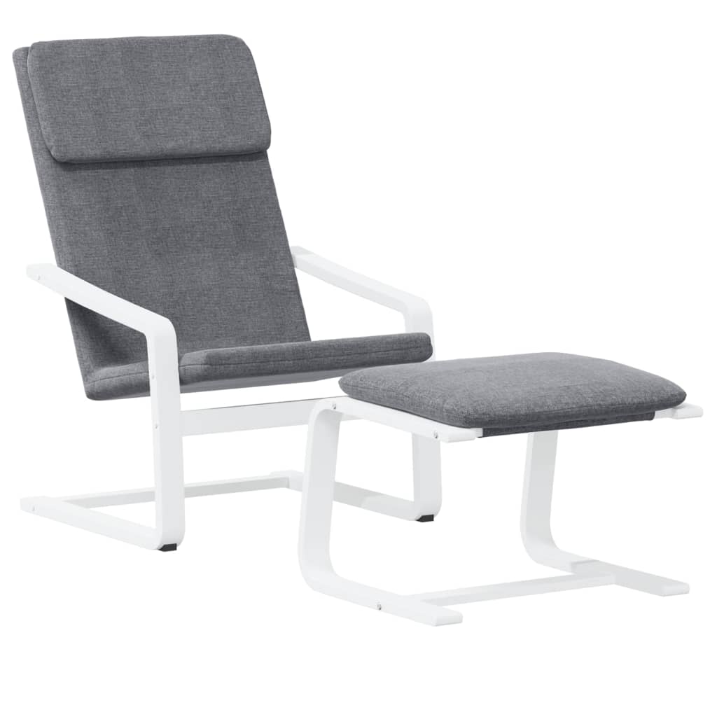 vidaXL Sillón de relax con taburete tela gris oscuro