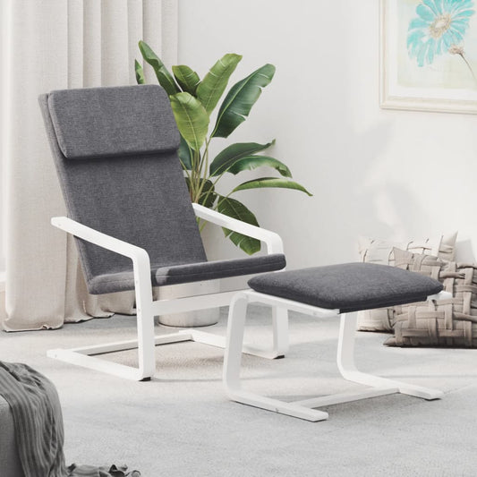 vidaXL Sillón de relax con taburete tela gris oscuro