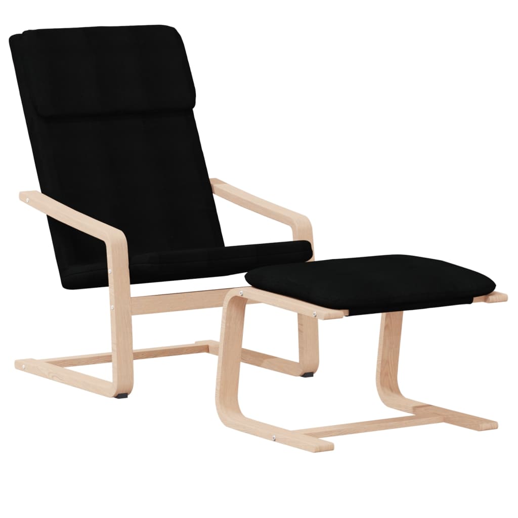 vidaXL Sillón de relax con taburete tela negro