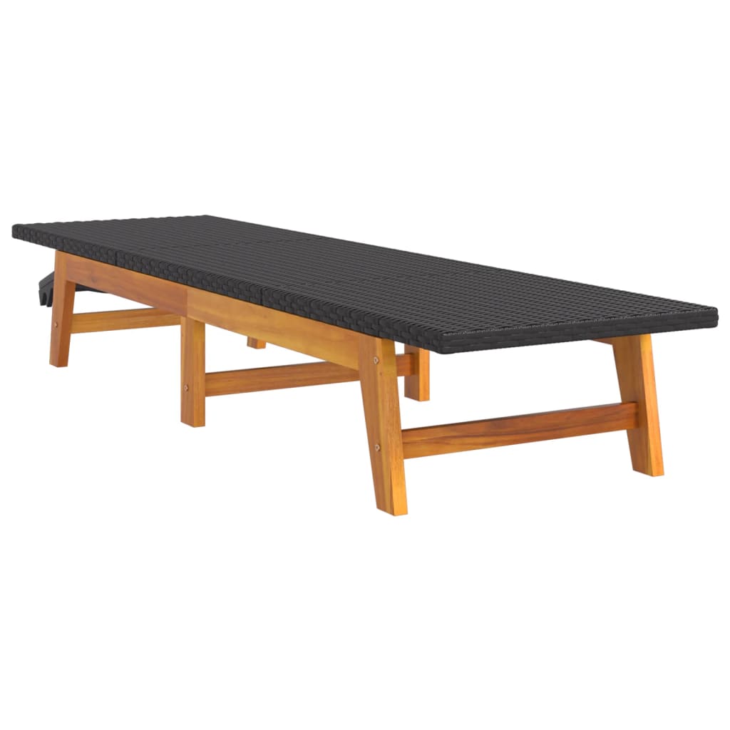 vidaXL Tumbona con mesa ratán sintético y madera maciza de acacia