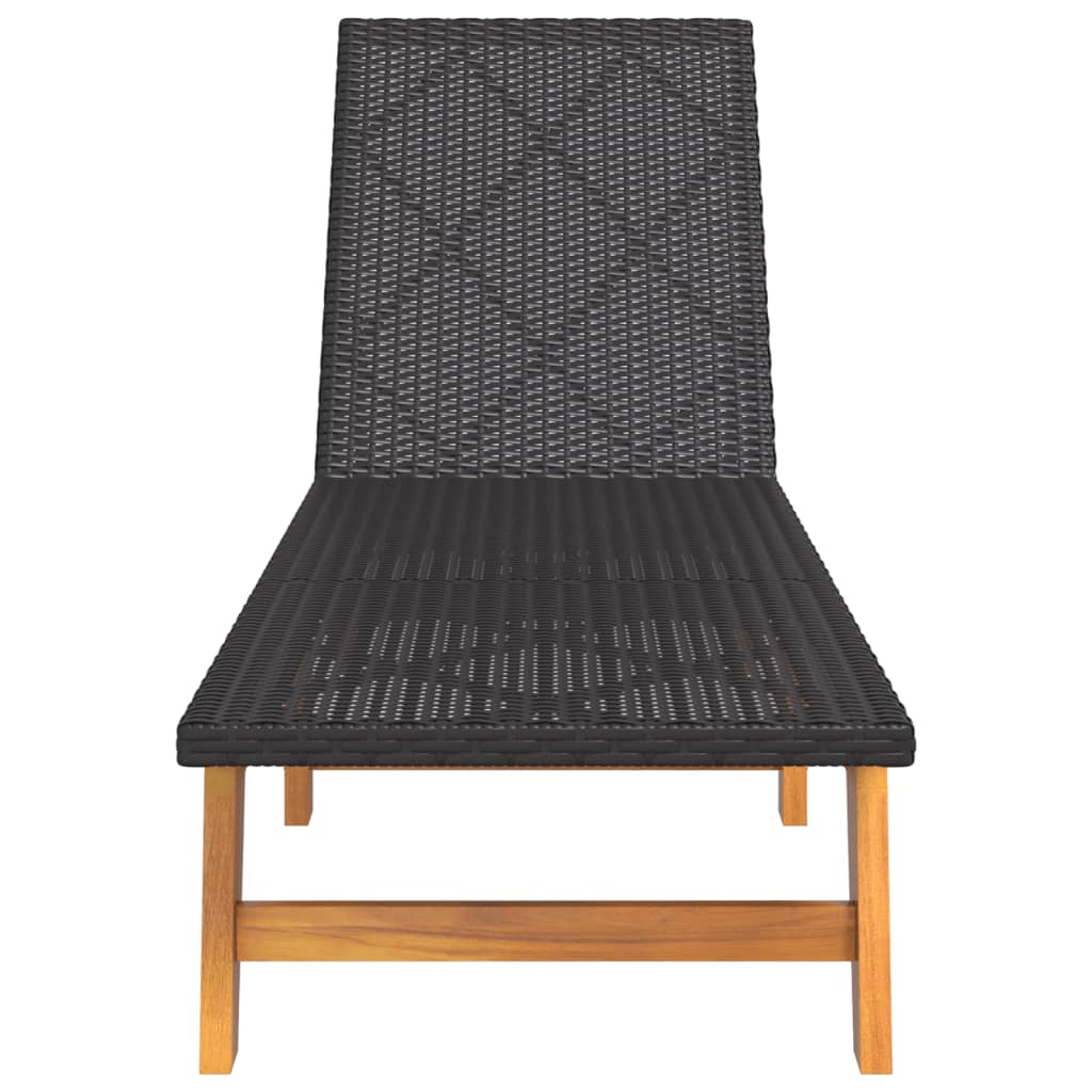 vidaXL Tumbona con mesa ratán sintético y madera maciza de acacia