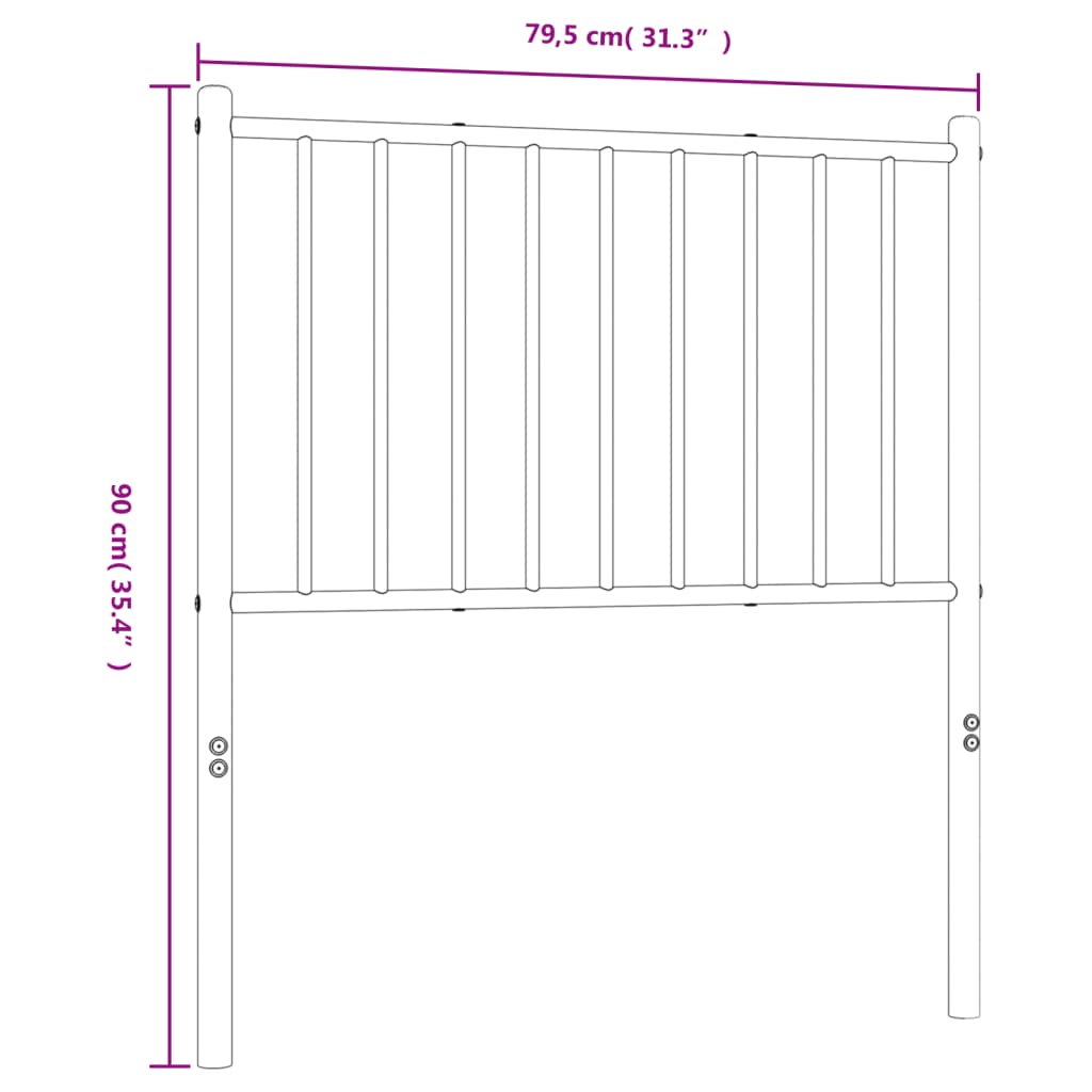 vidaXL Cabecero de metal negro 75 cm