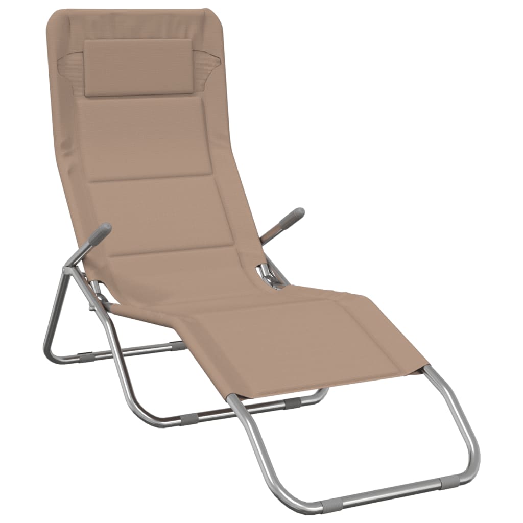 vidaXL Tumbona plegable 2 uds textilene acero con recubrimiento taupe