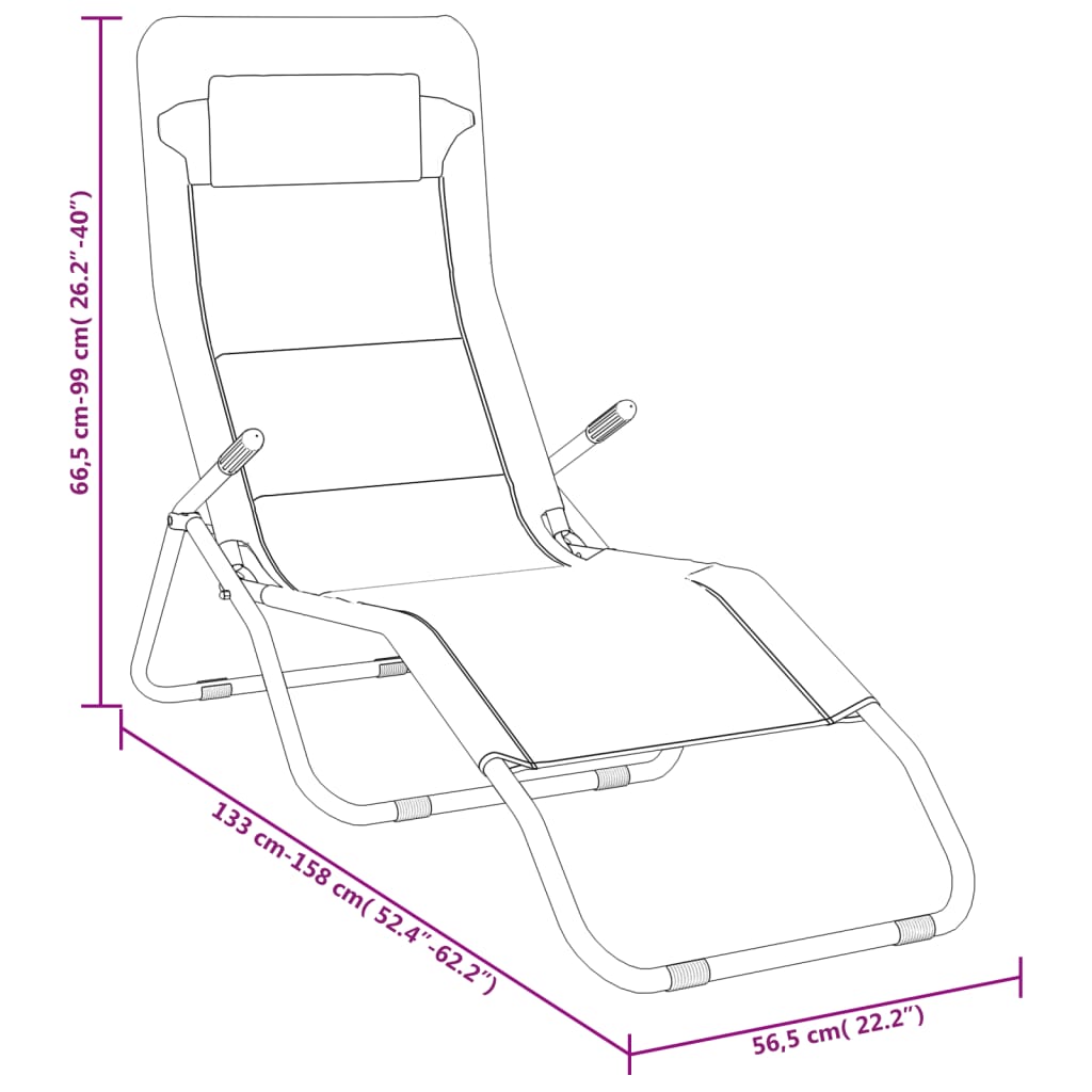 vidaXL Tumbona plegable 2 uds textilene acero con recubrimiento taupe