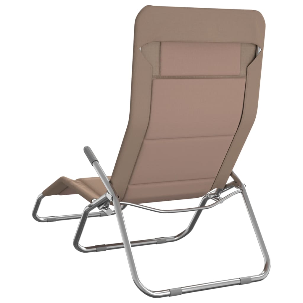 vidaXL Tumbona plegable 2 uds textilene acero con recubrimiento taupe