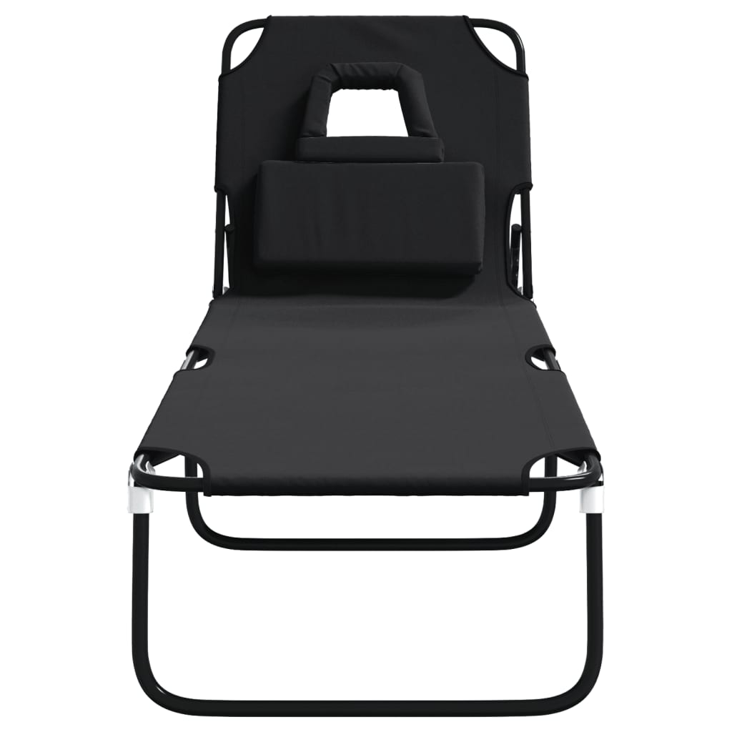 vidaXL Tumbona plegable acero recubrimiento en polvo tela Oxford negro