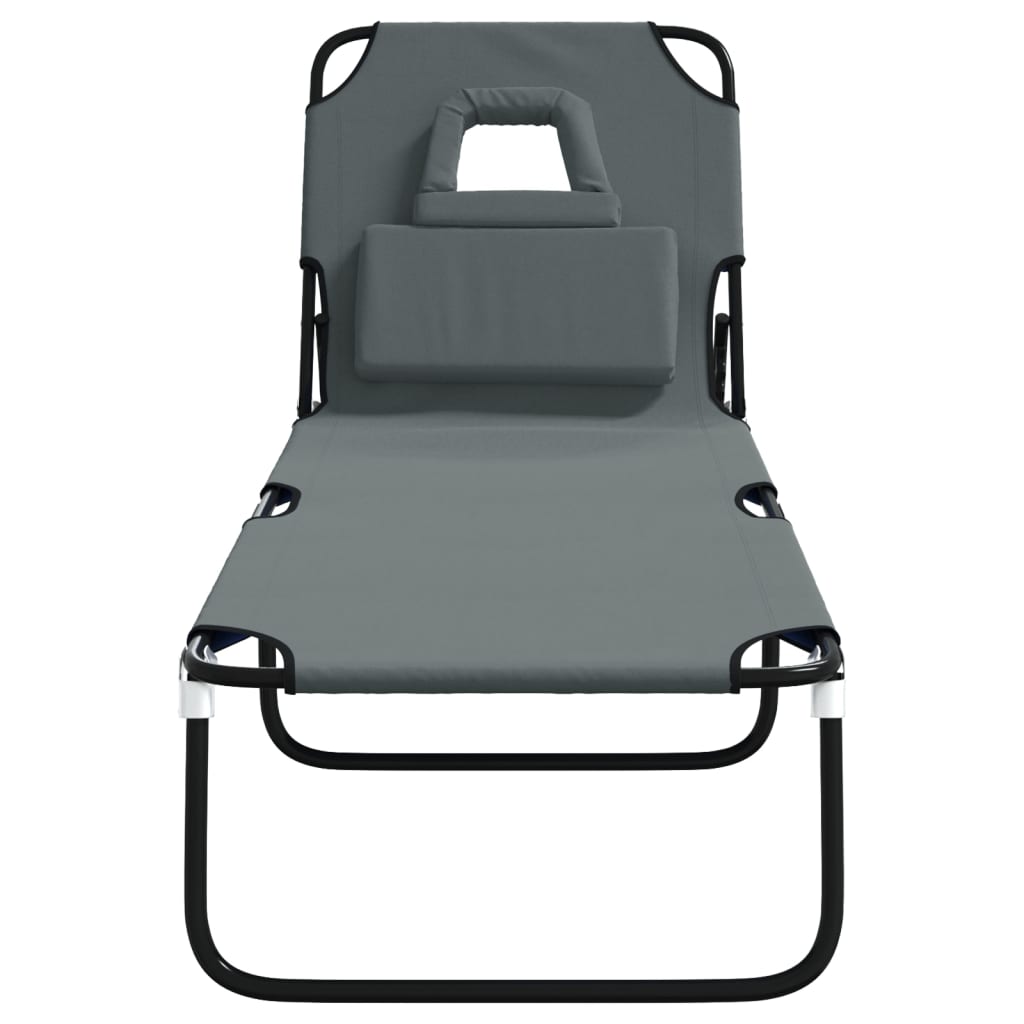 vidaXL Tumbona plegable acero recubrimiento en polvo tela Oxford gris