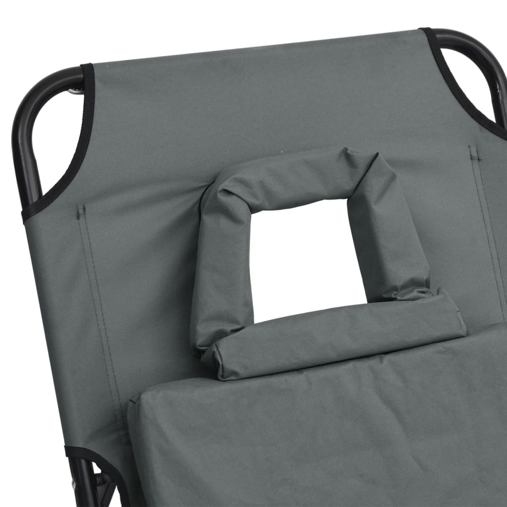 vidaXL Tumbona plegable acero recubrimiento en polvo tela Oxford gris