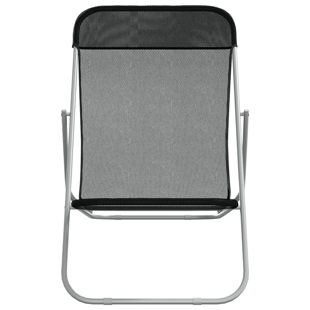 vidaXL Silla de playa plegable 2 uds acero recubierto textilene negro