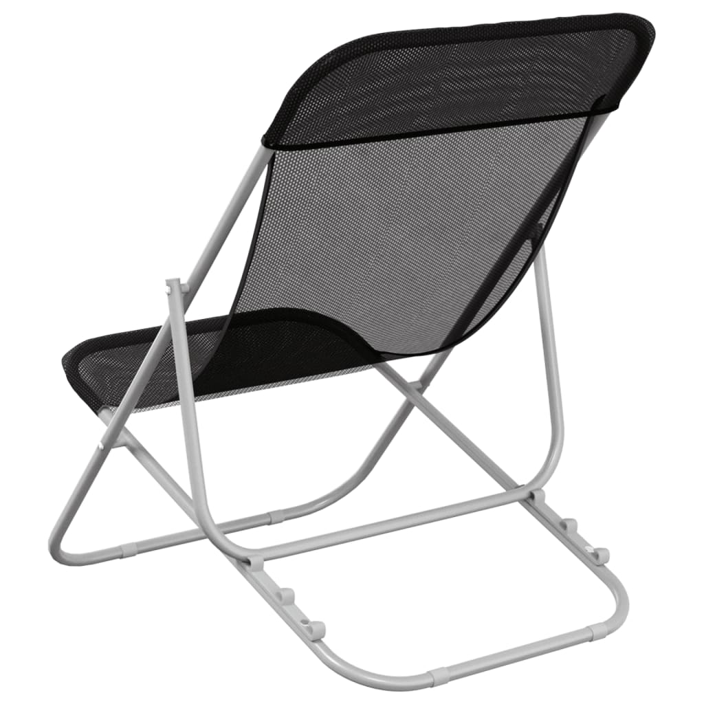 vidaXL Silla de playa plegable 2 uds acero recubierto textilene negro