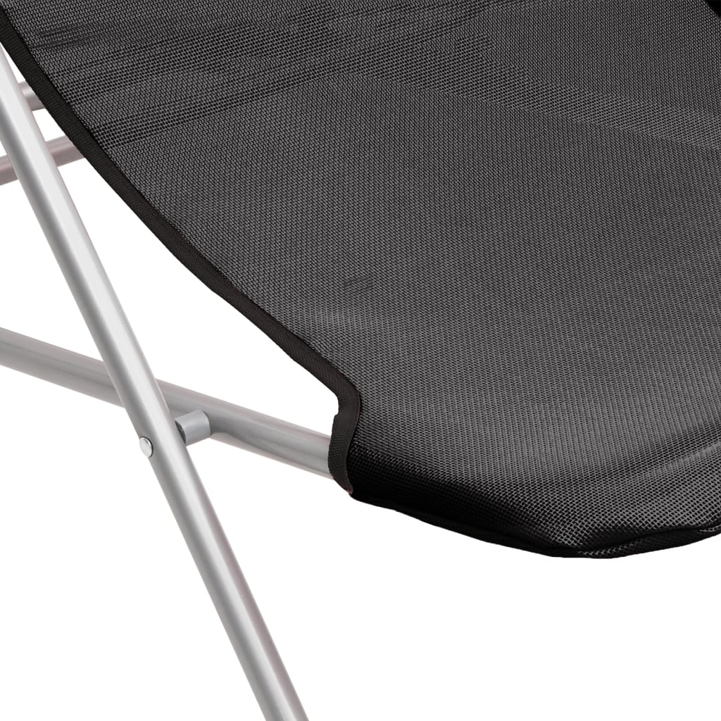 vidaXL Silla de playa plegable 2 uds acero recubierto textilene negro