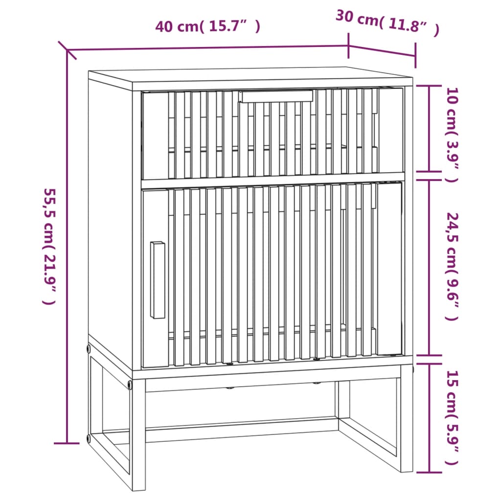 vidaXL Mesitas noche 2 uds hierro y madera contrachapada 40x30x55,5 cm