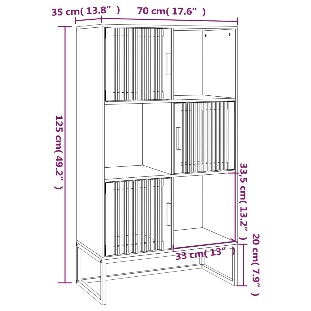 vidaXL Aparador alto madera contrachapada 70x35x125 cm