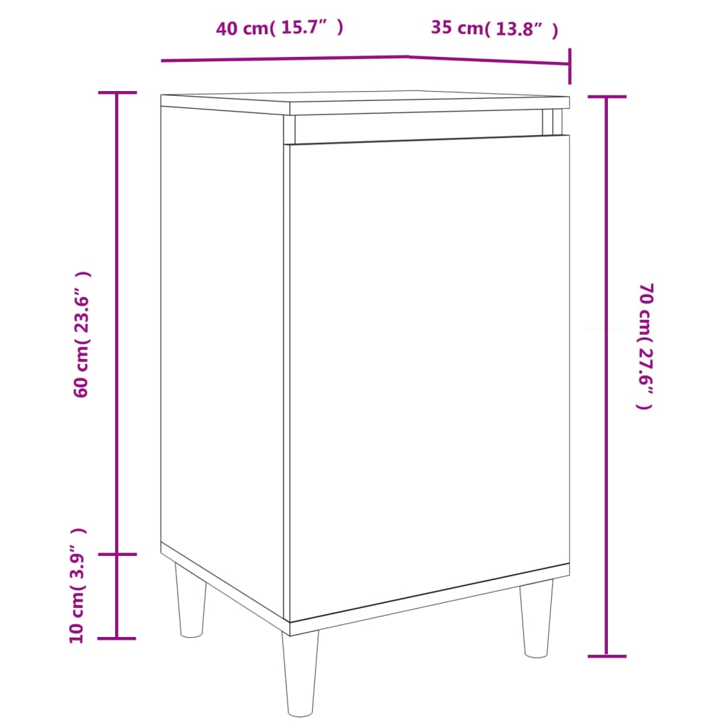 vidaXL Mesita de noche madera contrachapada blanca 40x35x70 cm