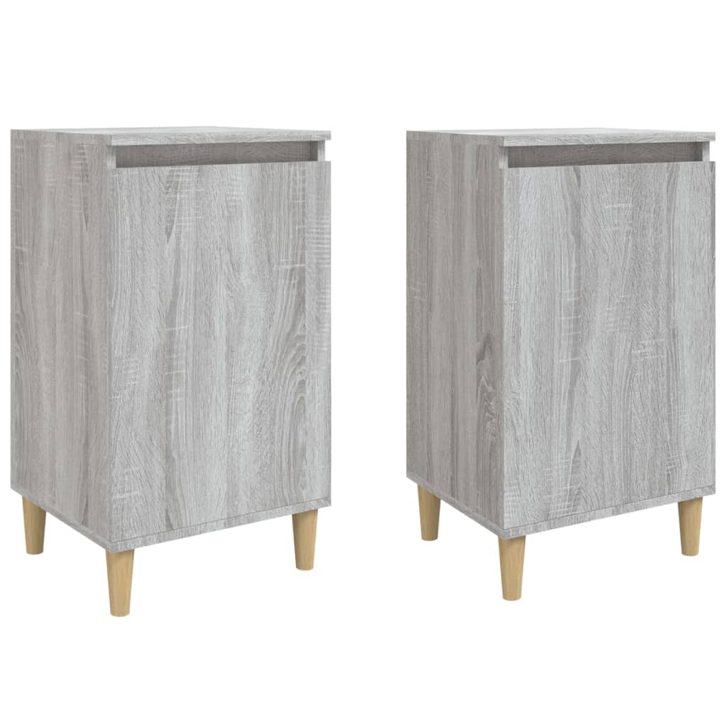 vidaXL Mesitas de noche 2 uds madera contrachapada gris 40x35x70 cm