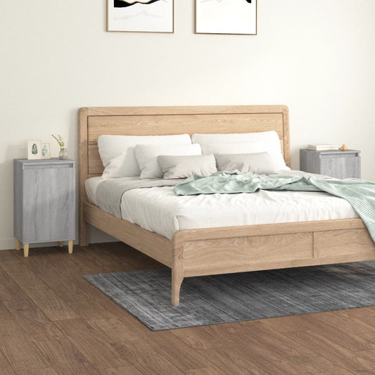 vidaXL Mesitas de noche 2 uds madera contrachapada gris 40x35x70 cm