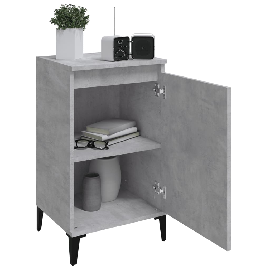 vidaXL Mesita de noche madera contrachapada gris hormigón 40x35x70 cm