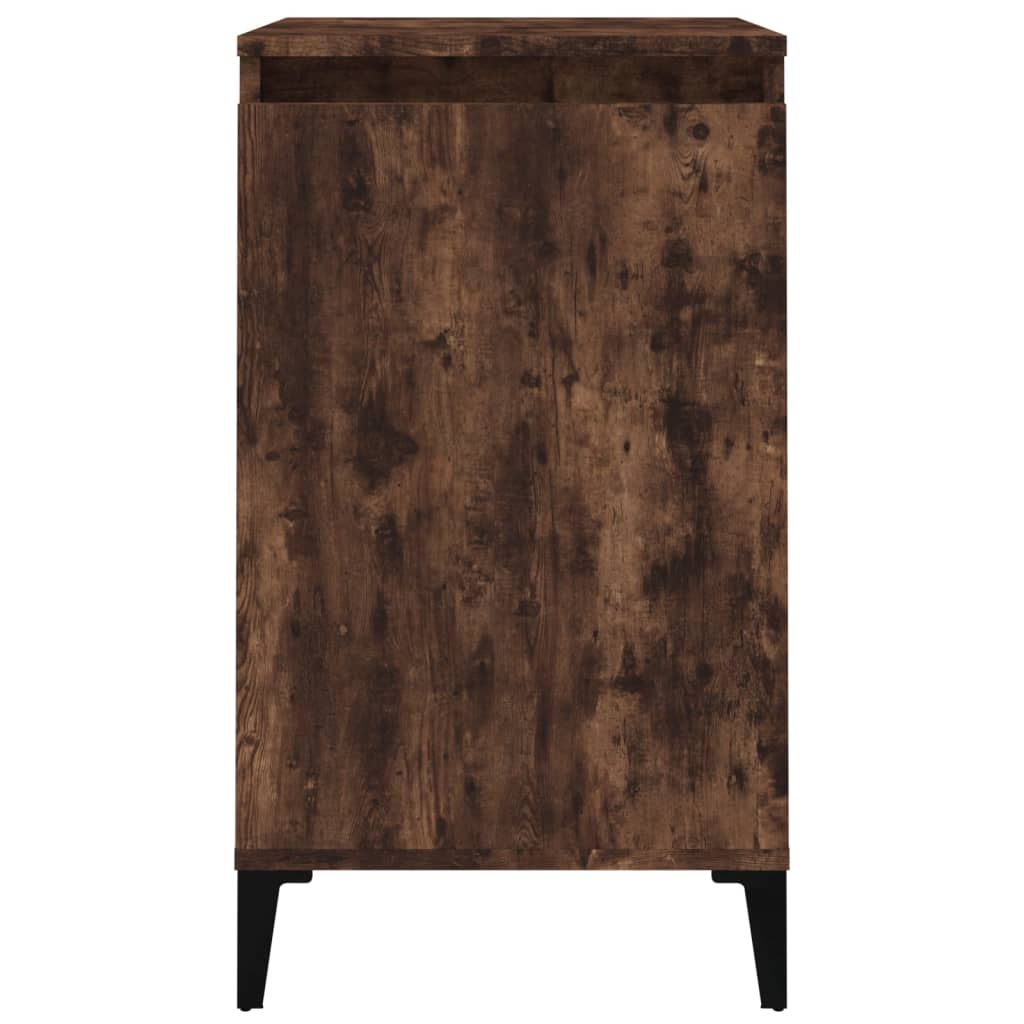 vidaXL Mesitas noche 2 uds madera contrachapada roble humo 40x35x70 cm