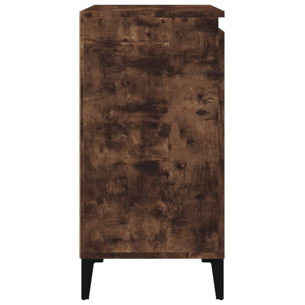 vidaXL Mesitas noche 2 uds madera contrachapada roble humo 40x35x70 cm