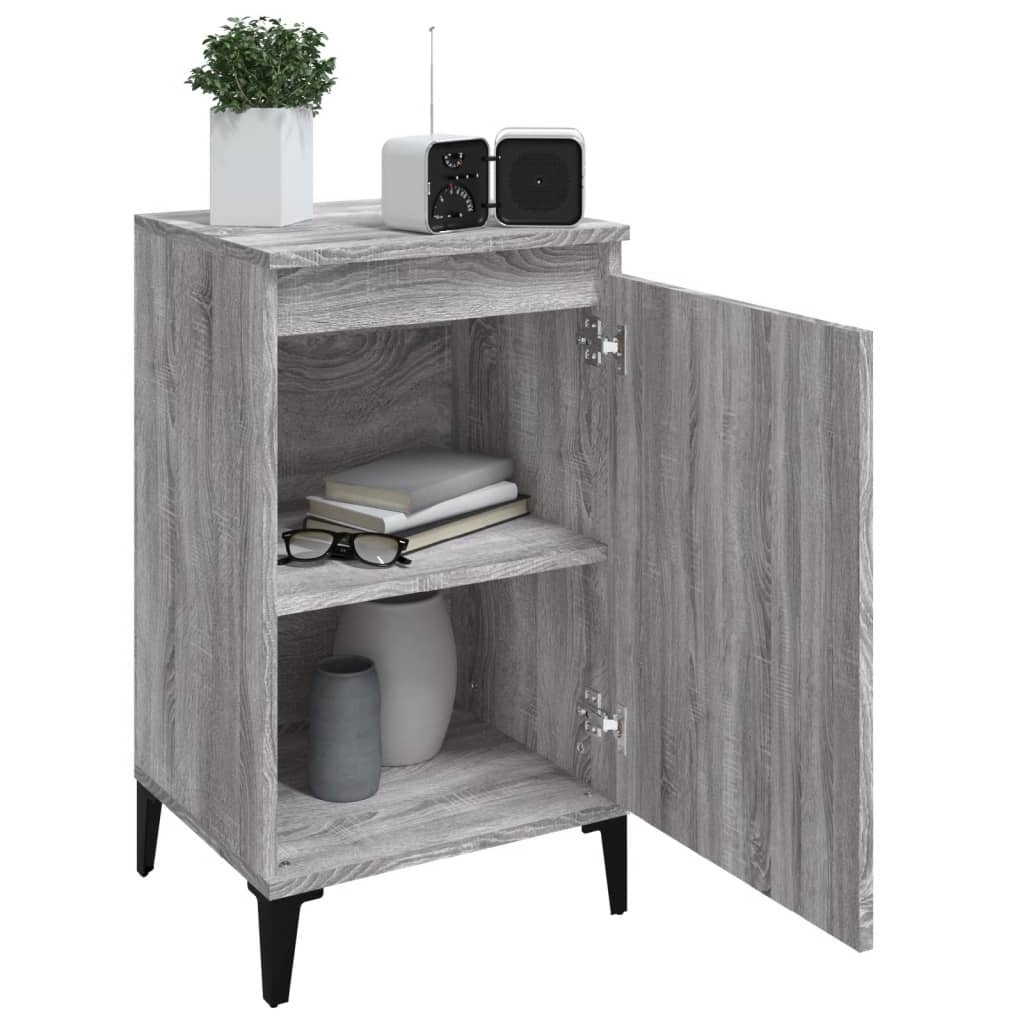 vidaXL Mesitas de noche 2 uds madera contrachapada gris 40x35x70 cm