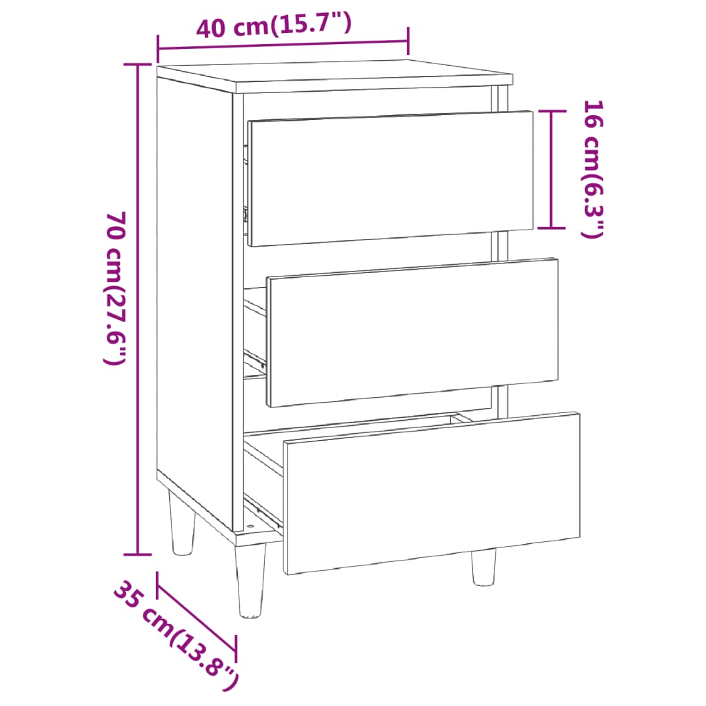 vidaXL Mesita de noche madera contrachapada roble ahumado 40x35x70 cm