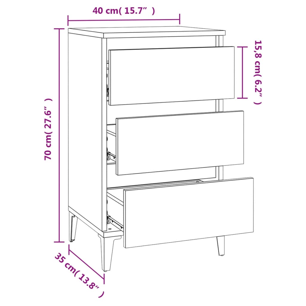 vidaXL Mesita de noche madera contrachapada roble ahumado 40x35x70 cm