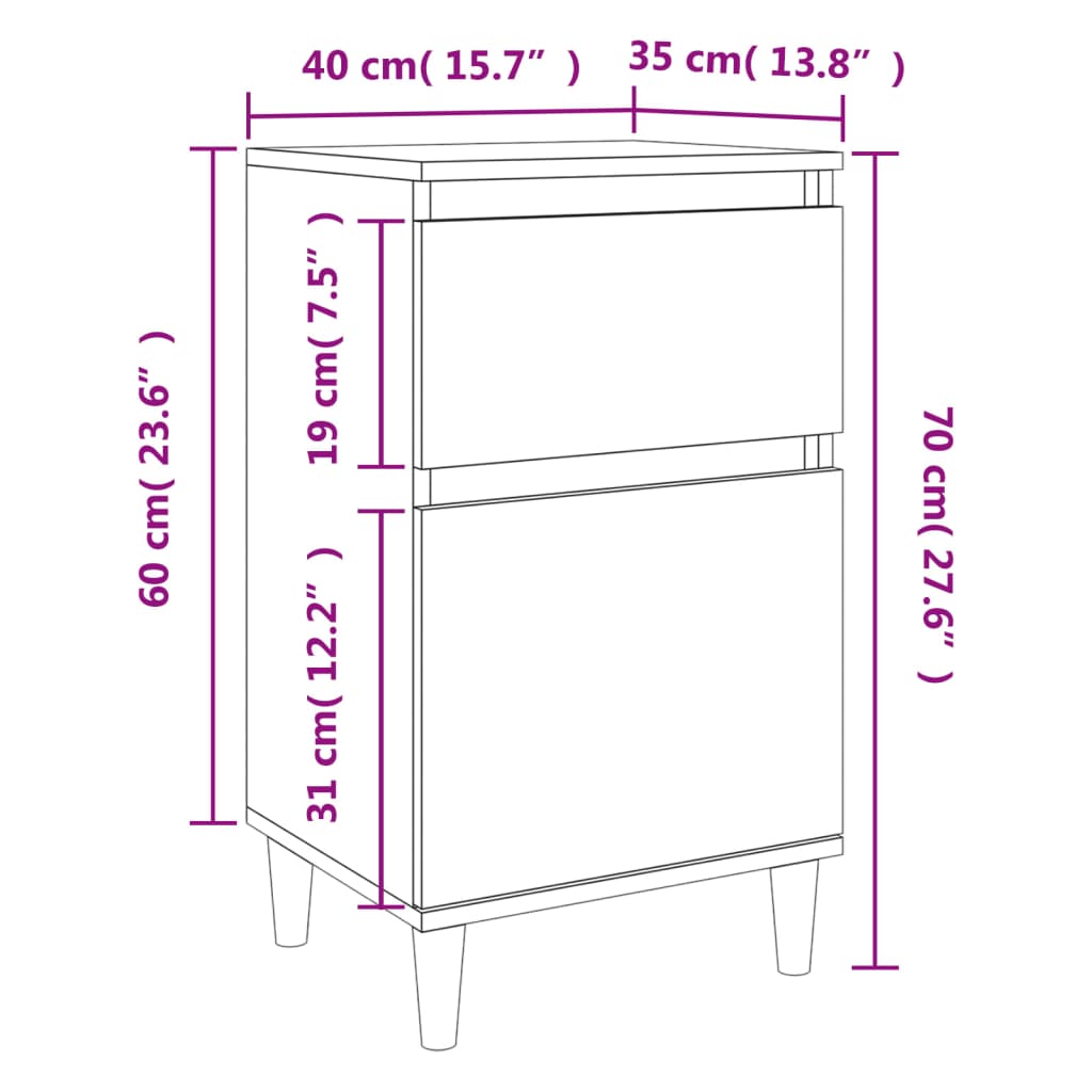 vidaxL Mesitas de noche negras 2 uds 40x35x70 cm