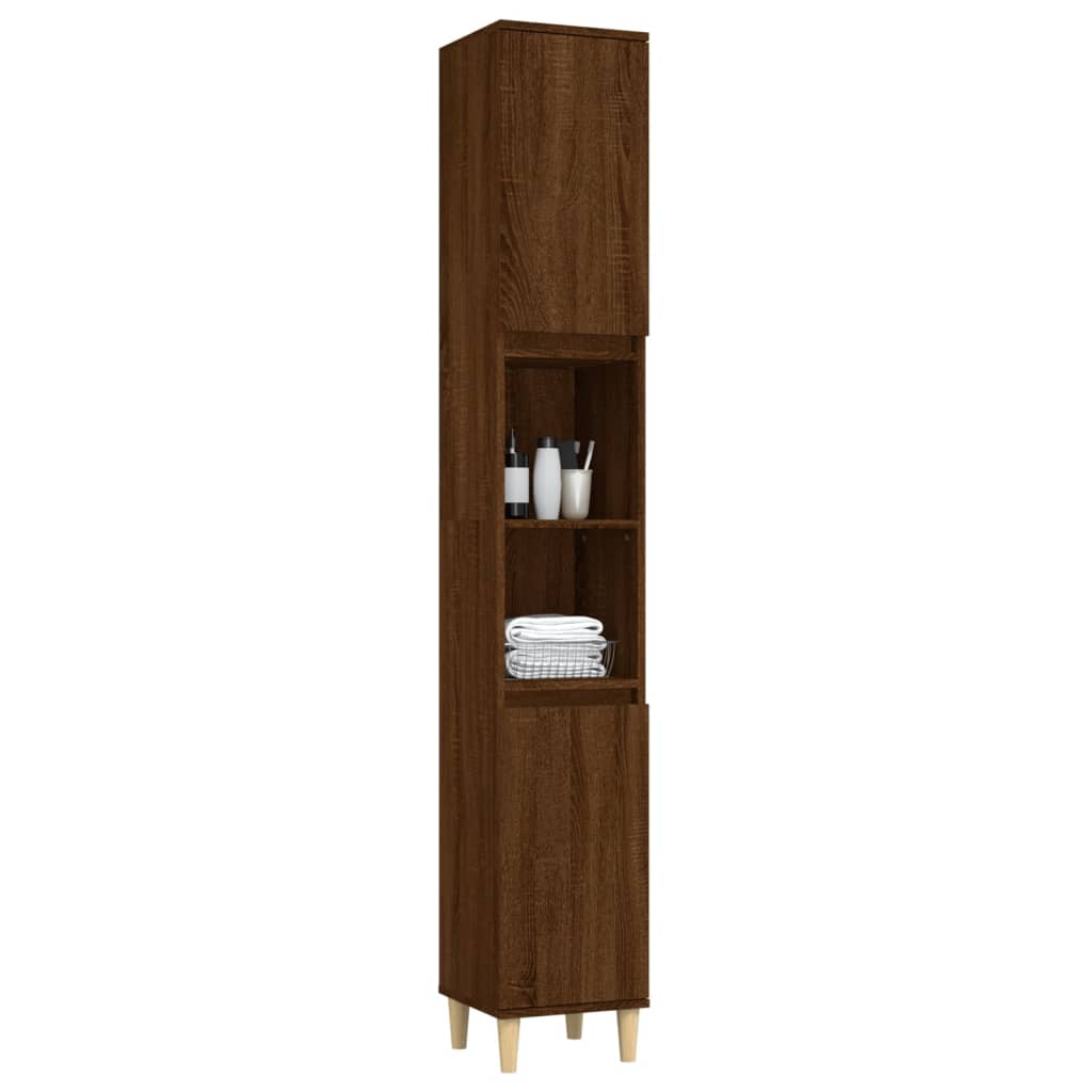 vidaXL Armario de baño madera contrachapada roble marrón 30x30x190 cm