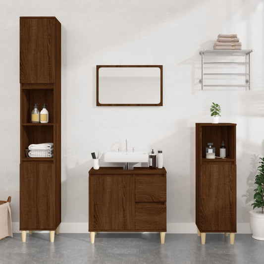 vidaXL Armario de baño madera contrachapada roble marrón 30x30x190 cm