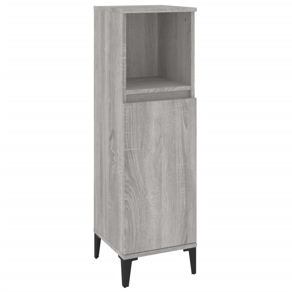 vidaXL Armario de baño madera contrachapada gris Sonoma 30x30x100 cm