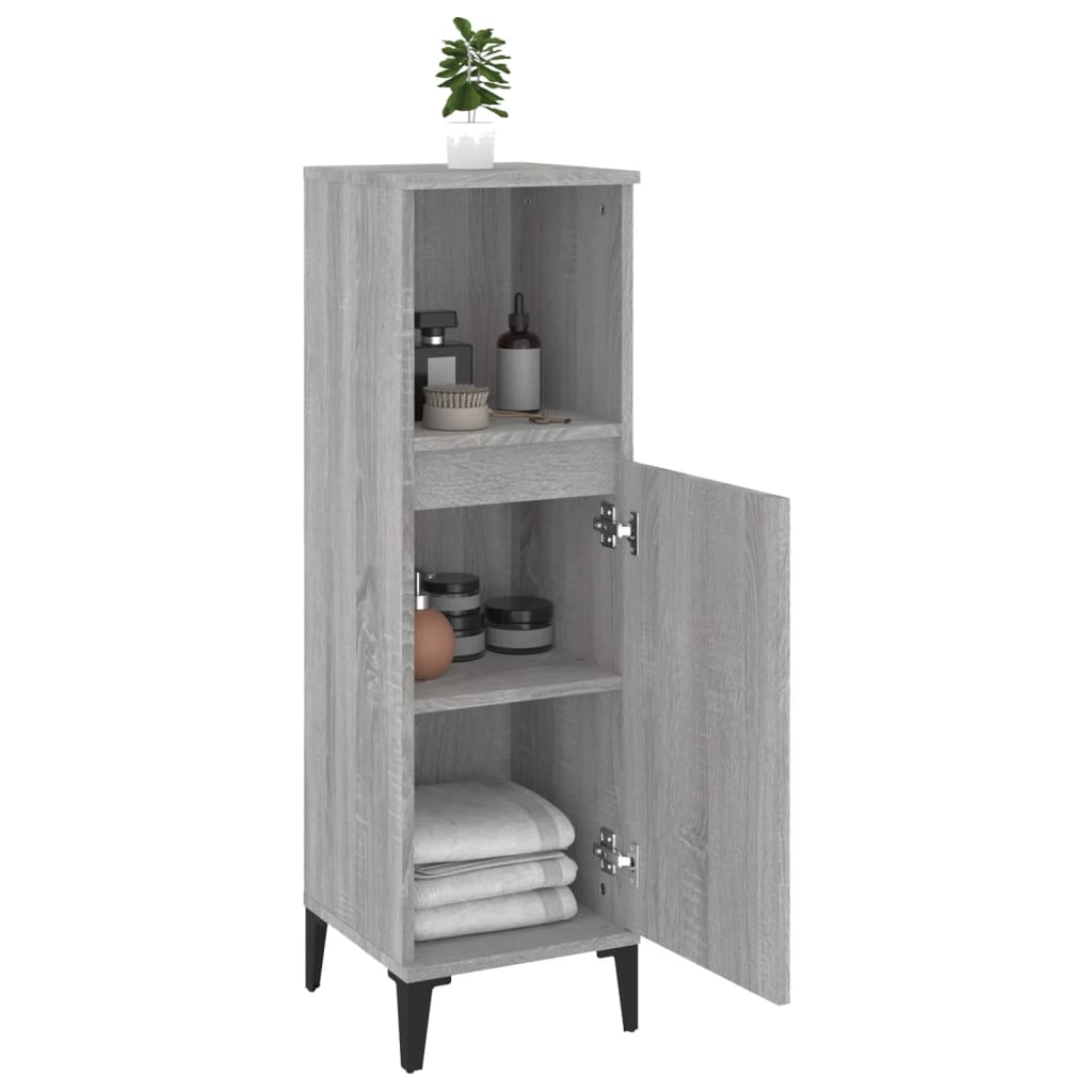 vidaXL Armario de baño madera contrachapada gris Sonoma 30x30x100 cm