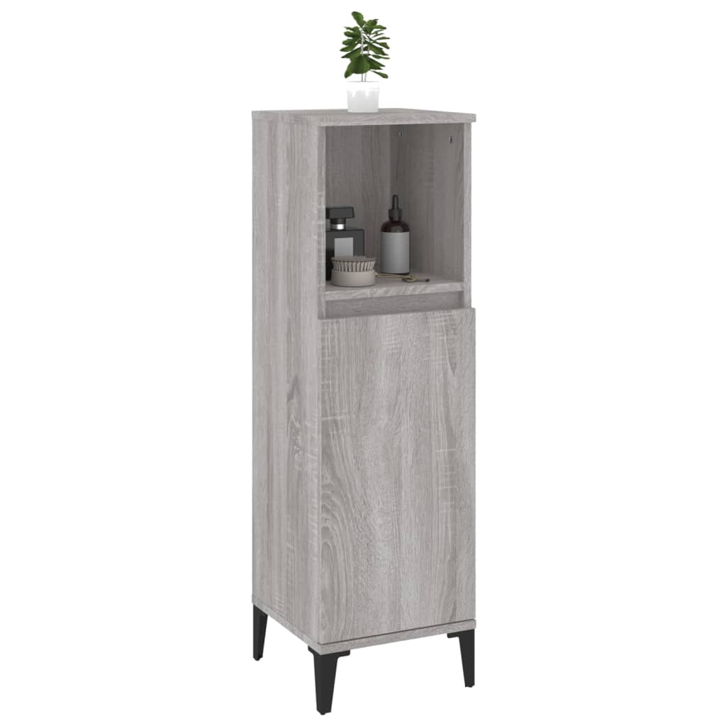 vidaXL Armario de baño madera contrachapada gris Sonoma 30x30x100 cm