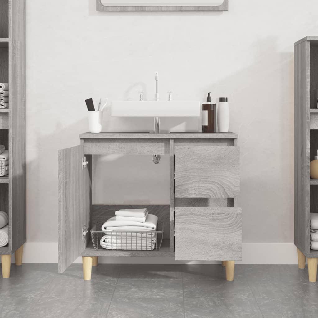 vidaXL Armario de baño madera contrachapada gris Sonoma 65x33x60 cm