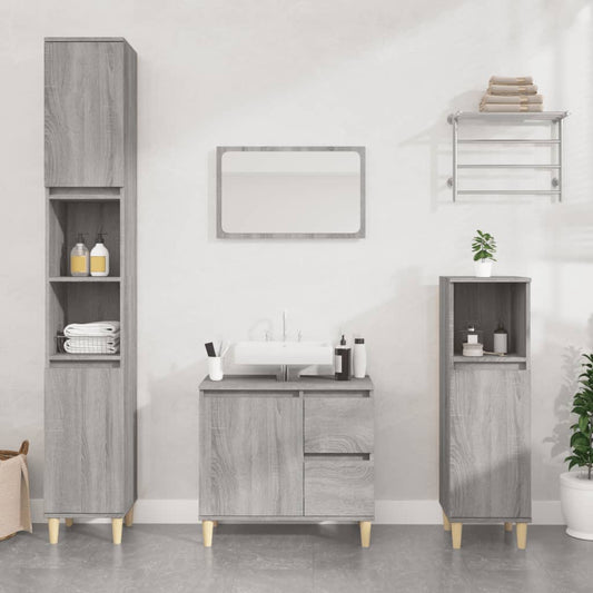 vidaXL Armario de baño madera contrachapada gris Sonoma 65x33x60 cm