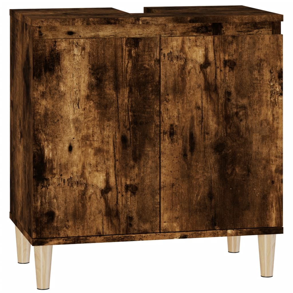 vidaXL Armario de lavabo madera contrachapada roble ahumado 58x33x60cm