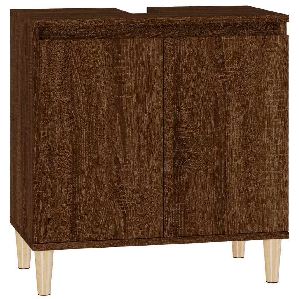 vidaXL Armario de lavabo madera contrachapada roble marrón 58x33x60 cm