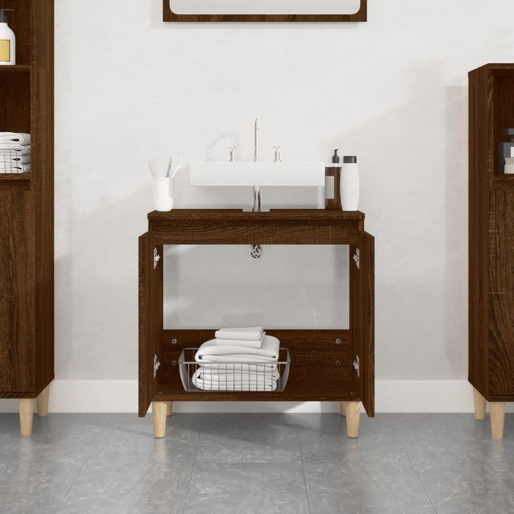 vidaXL Armario de lavabo madera contrachapada roble marrón 58x33x60 cm